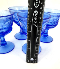 4- Fostoria Champagne/ Tall Sherbert Argus Blue 5 1/8″ Tall
