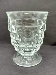 Set Of 4 Vtg Indiana Whitehall Cubist 9 Oz Footed Drinking Glass Clear 4 1/4″