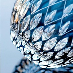 Water Drops Design Hand Cut To Clear Glass Whiskey Crystal Glass 11oz Ink Blue