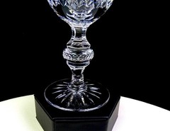 Kusak Brilliant Cut Crystal Cherry Diamond And Fan 2pc 6 1/4″ Claret Wines 1975-