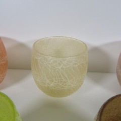 6 VINTAGE SPAGHETTI STRING ROLY POLY ASSORTED COLOR CRAFT RUBBERIZED GLASSES #L2