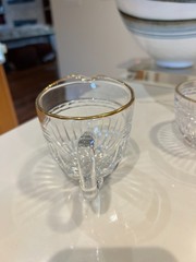 Waterford Crystal Lismore Gold Rim Cream & Sugar Set 2-Piece Excellent Condition