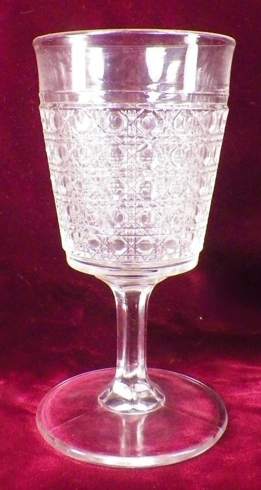 McKee Cane Goblet Hobnail Clear Glass EAPG 1886 #3