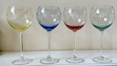Set of FOUR Lenox Crystal BUTTERFLY MEADOW Balloon Wine Goblets EXCELLENT