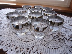 MCM Dorothy Thorpe Silver Fade Roly Poly Cocktail Punch Bowl Glasses 4oz. Set 11