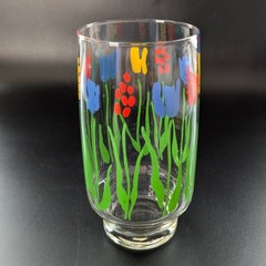 Luminarc Durand Tulips Flowers 14oz Clear Glass Tumbler Spring Garden Design
