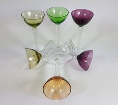 Art Deco Set 6 Piece Glas / Liqueur Glass,Various Colours,Haida,about 1920 AL276