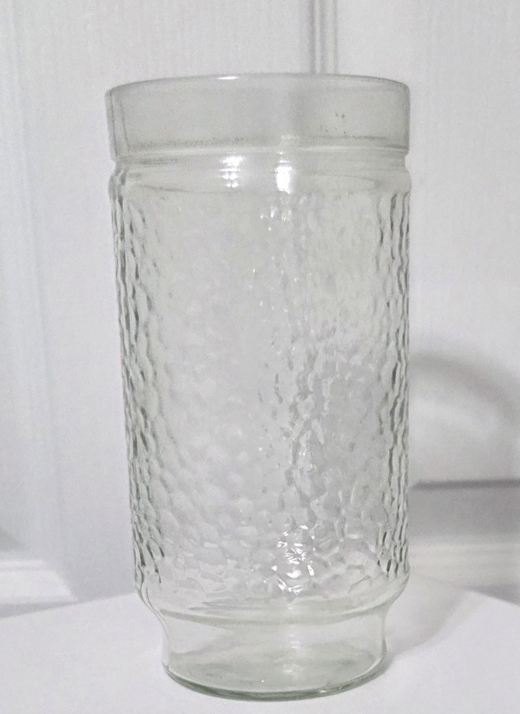 Vintage 6″ Libbey Chateau 1970s Clear Glass Tumbler Seams Dimple Pebble Textured