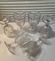 EAPG Late 1880s Duncan George & Sons 6 Paneled Cane/Cane Column Goblets Lot B