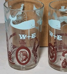 16 Vintage Glasses Glass Set Hazel Atlas Colonial Americana Juice Bar Drink 6 Oz