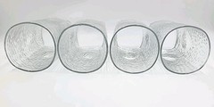 Vintage Set 4 Libbey Crisa Clear Dimpled Pinched Grip Glass Tumblers 18oz Nice!