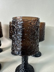 Lenox Hand Blown Crystal Impromptu Brown Wine Glasses/Goblets 7 Inch Lot Of 7