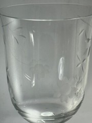 Clear,glass, etched flowers, red&white wine glasses