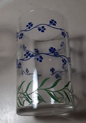Vintage Swanky Swig Forget Me Not Juice Glasses 5 oz. Set of 5 blue,red,yellow
