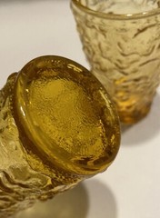 2 Vintage MCM Anchor Hocking Honey Amber Crinkle Tumblers Drinking Glasses 5.5”