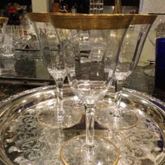 Antique/VTG Tiffin Franciscan «Minton» Optic Gold Rimmed Stemware – 3 sizes