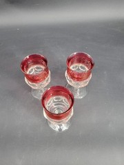Vintage King’s Crown Cranberry Flashed by Tiffin-Franciscan Water Goblets 3 pcs