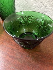 Anchor Hocking Vintage MCM Green Sandwich Custard Cup/Juice Glasses
