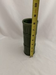 Vintage MCM Libbey Green Tiki Bamboo Ceramic Tumbler Vase, 7.5” Tall Excellent!