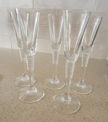 Cordial Glasses Crystal Ring Stem Vintage 7″ Set of 5