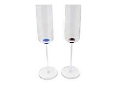 Pair of Signed SALVIATI OLIVER Murano Glass Champagne Flutes RARE