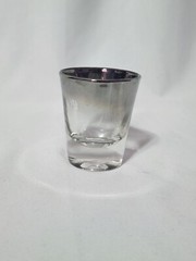MCM Vitreon Queen’s Lusterware Silver Fade Bar Set w/ Chrome Rack