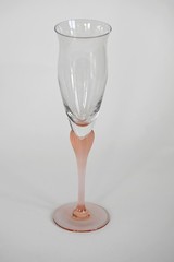 One 1980s Mikasa Sea Mist Coral Frosted Stem Champagne Flute Crystal W Germany