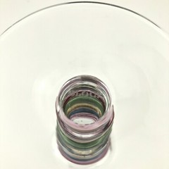 Block CARNIVAL Crystal Wine Glasses (4) Ringed Multi-Colored Stem