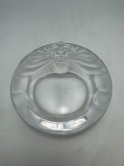 Vintage Lalique France Crystal Tete de Lion Face Ashtray