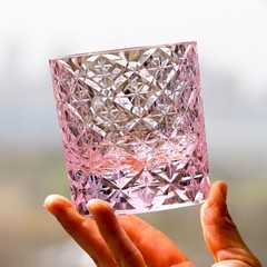 K9 Crystal Whiskey Glass Sparkling Rock Sharp Crystal Glasses 7oz Pink Art Gift