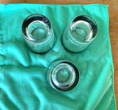 3- 1960s Dorothy Thorpe Style (??) 4 oz. Silver Band Rim Roly Poly, MCM Era EUC