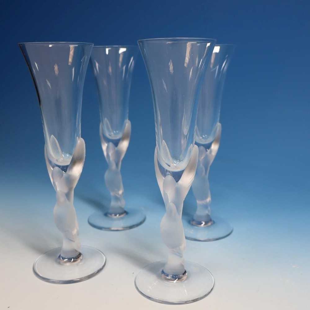Faberge Kissing Doves France – Set of 4 Cordial Glasses – 7 1/8 inches