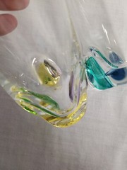 France Crystal Tumblers (5) Colored Projection Kaleidoscope Base 6 3/4″