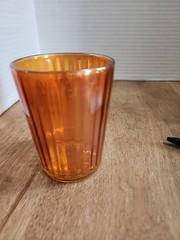 Marigold Carnival Glass 4″ Tall Ribbed Tumbler