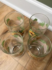 Drinking Glasses Tumbler Highball Sunflower Vintage Floral Set Of 4 Summer Fall