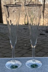 TWO Ralph Lauren Latham Platinum Champagne Flutes Glasses New w Label