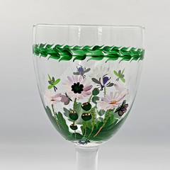SET OF 4 PORTMEIRION BOTANIC GARDEN 18oz WATER WINE GOBLETS HAND PAINTED GLASSES