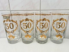 4 Culver Gold Tumbler Glass Set Mid Century Modern MCM 50th Anniversary Gift