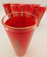 Vintage Thai Princess Siam Red Highball Glasses Set 8 – Culver Style MCM