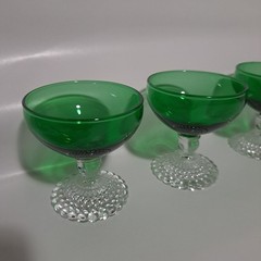 Anchor Hocking Bubble Foot Green Glass Champagne Or Sherbet Dishes – Set Of 4
