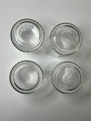 Lot of 4 VTG Sango Country Borders 12oz Glass Tumblers Mini Tulips Dots MCM