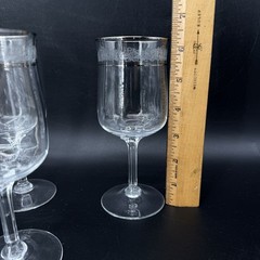 Lenox Moonspun Etched Platinum Rim Crystal Set Of 4 Wine Glasses 6 1/4”