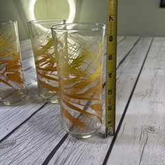 Vintage 1970s Set of (4) Libbey Golden Harvest Wheat Tall 16oz Tumbler Glasses.