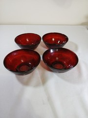 ANTIQUE RUBYRED BY CRISTAL D’ ARQUES/DURAND FRANCE GLASS, SET OF 4 SALAD BOWLS