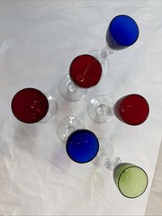Cambridge Clear Stem Bowl Nude Woman 6 Brandy Glasses Cobalt Blue Ruby Red Green
