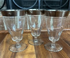 3 Tiffin Franciscan Clear Iced Tea Glasses Platinum Encrusted
