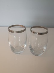 Dorothy Thorpe Silver Rim Set of 2 Tall Roly Poly Gobletss