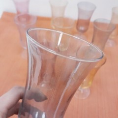 Set Of 10 VTG multi Color Stemmed Parfait/Tumbler Glasses Mid Century Modern