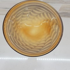 Tortoise Shell Pulled Feather Blown Glass Martini Cocktail Glass Heavy Sturdy