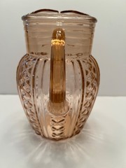 Anchor Hocking Pink Depression Glass Pitcher 80 oz. w/2 Matching Tumblers 4″